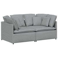 Divano Modulare con Cuscini-Sofa Modulare-Divanetto in Tessuto Grigio Chiaro