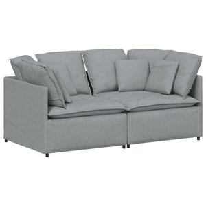 Divano Modulare con Cuscini-Sofa Modulare-Divanetto in Tessuto Grigio Chiaro