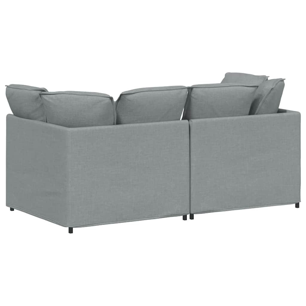 Divano Modulare con Cuscini-Sofa Modulare-Divanetto in Tessuto Grigio Chiaro
