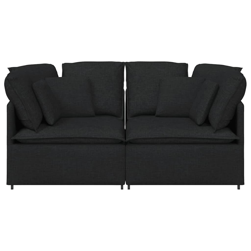 Divano Modulare con Cuscini in Tessuto Nero 3321239