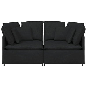 Divano Modulare con Cuscini in Tessuto Nero 3321239