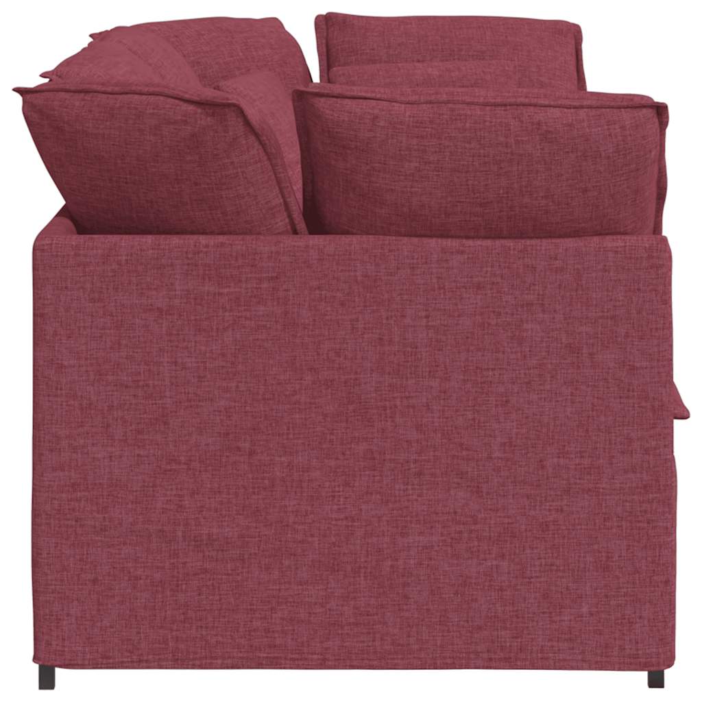 vidaXL Divano Modulare con Cuscini in Tessuto Rosso Vino