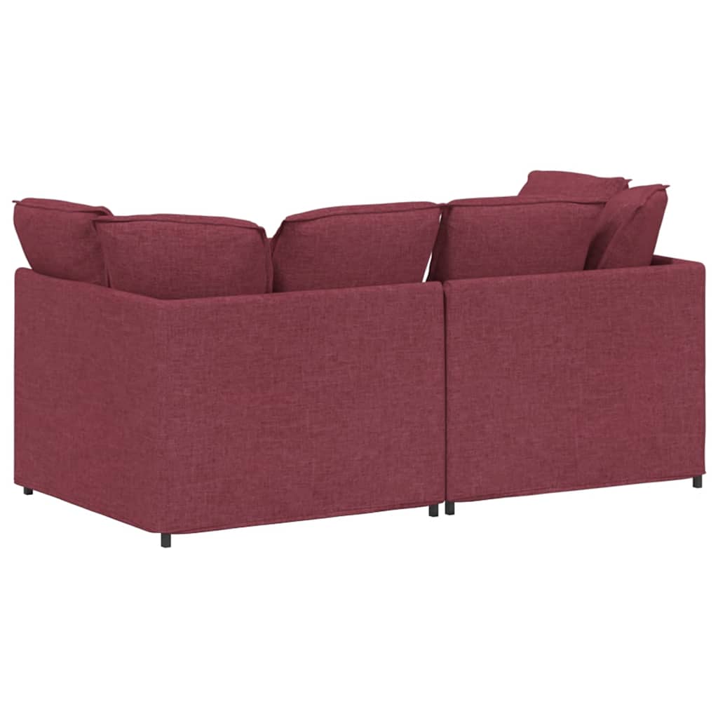 vidaXL Divano Modulare con Cuscini in Tessuto Rosso Vino