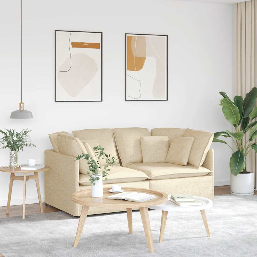 vidaXL Divano Modulare con Cuscini in Tessuto Crema