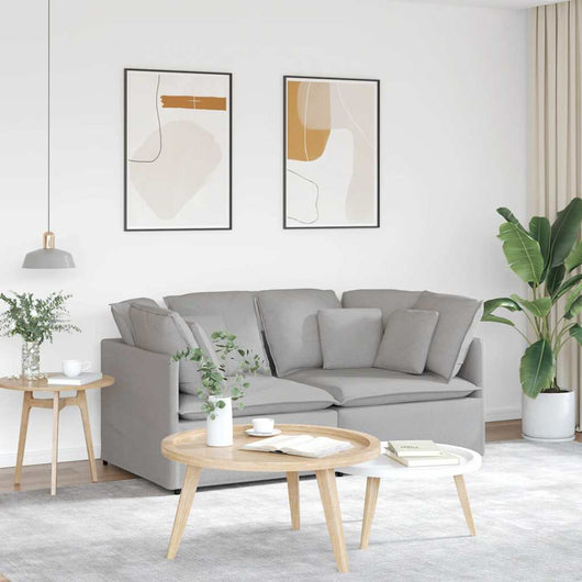 Divano Modulare con Cuscini in Tessuto Grigio Nuvola 3321246