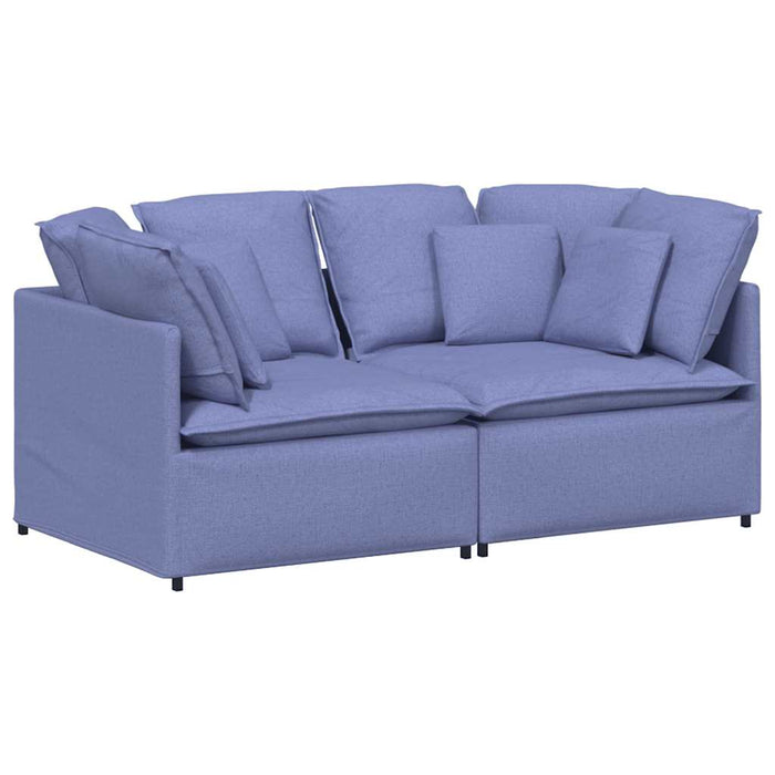 Divano Modulare con Cuscini in Tessuto Jeans Blu 3321247