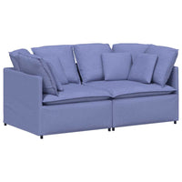 Divano Modulare con Cuscini in Tessuto Jeans Blu
