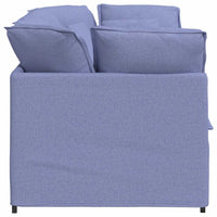 Divano Modulare con Cuscini in Tessuto Jeans Blu
