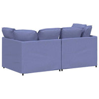 Divano Modulare con Cuscini in Tessuto Jeans Blu 3321247