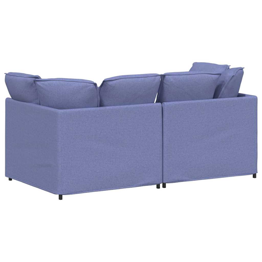 Divano Modulare con Cuscini in Tessuto Jeans Blu