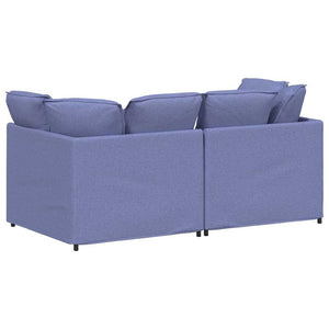 Divano Modulare con Cuscini in Tessuto Jeans Blu