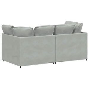 vidaXL Divano Modulare con Cuscini in Velluto Grigio Chiaro