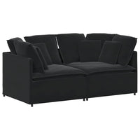 Divano Modulare con Cuscini-Sofa Modulare-Divanetto in Velluto Nero