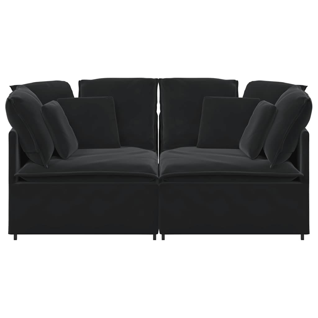 Divano Modulare con Cuscini in Velluto Nero 3321254