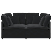 Divano Modulare con Cuscini in Velluto Nero 3321254