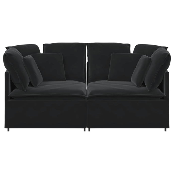 Divano Modulare con Cuscini in Velluto Nero 3321254