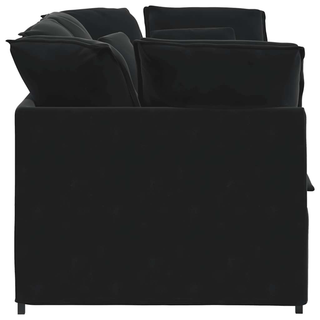 Divano Modulare con Cuscini-Sofa Modulare-Divanetto in Velluto Nero