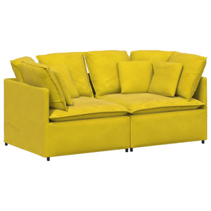 vidaXL Divano Modulare con Cuscini in Velluto Giallo