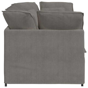 Divano Modulare con Cuscini in Tessuto a Coste Grigio Chiaro 3321257