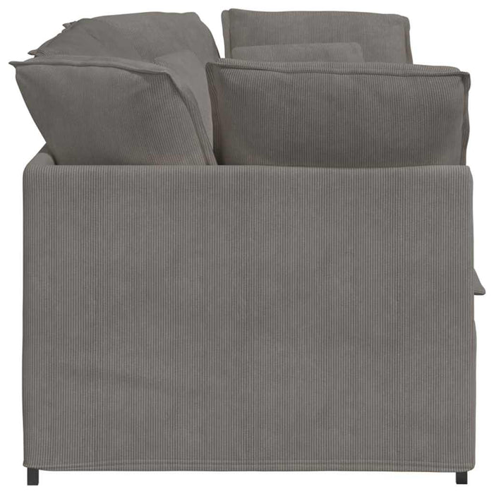 Divano Modulare con Cuscini in Tessuto a Coste Grigio Chiaro 3321257