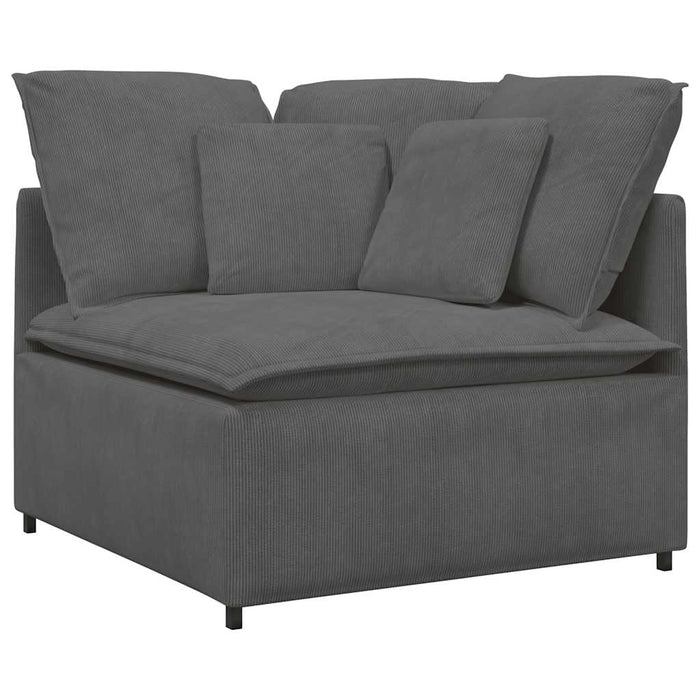 Divano Modulare con Cuscini-Sofa Modulare-Divanetto in Tessuto a Coste Grigio Scuro