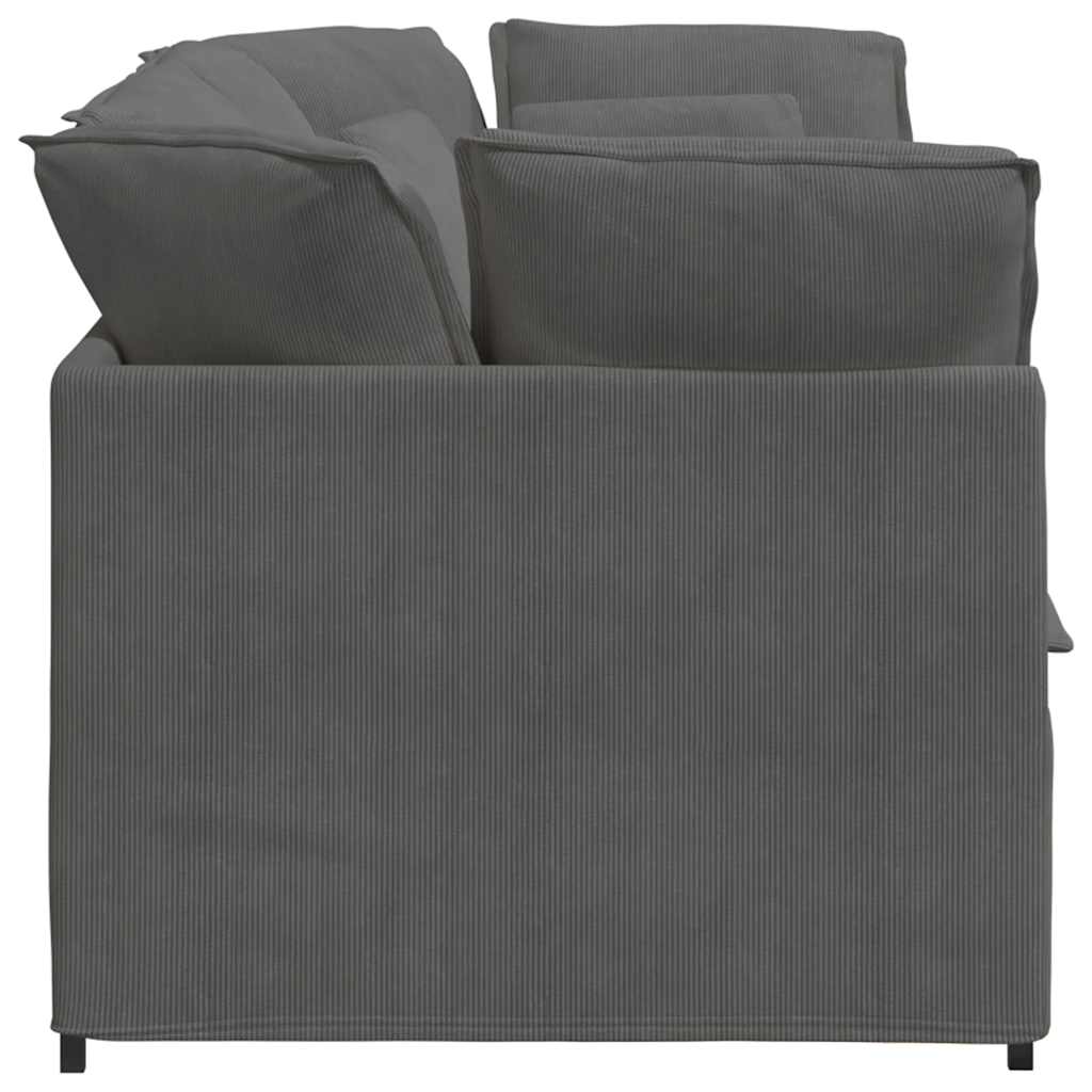 Divano Modulare con Cuscini-Sofa Modulare-Divanetto in Tessuto a Coste Grigio Scuro