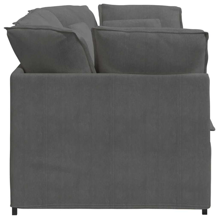 Divano Modulare con Cuscini-Sofa Modulare-Divanetto in Tessuto a Coste Grigio Scuro