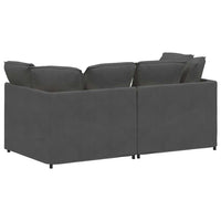 Divano Modulare con Cuscini-Sofa Modulare-Divanetto in Tessuto a Coste Grigio Scuro
