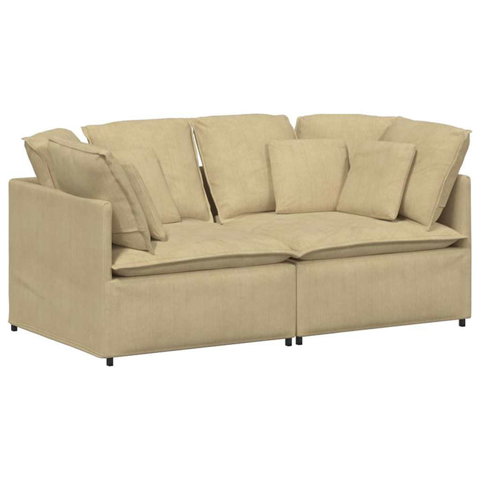 vidaXL Divano Modulare con Cuscini Tessuto a Coste Verde Grigio