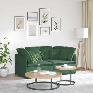 vidaXL Divano Modulare con Cuscini in Tessuto a Coste Verde Scuro