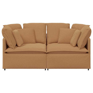 Divano Modulare con Cuscini Tessuto Riccio Simile alla Lana