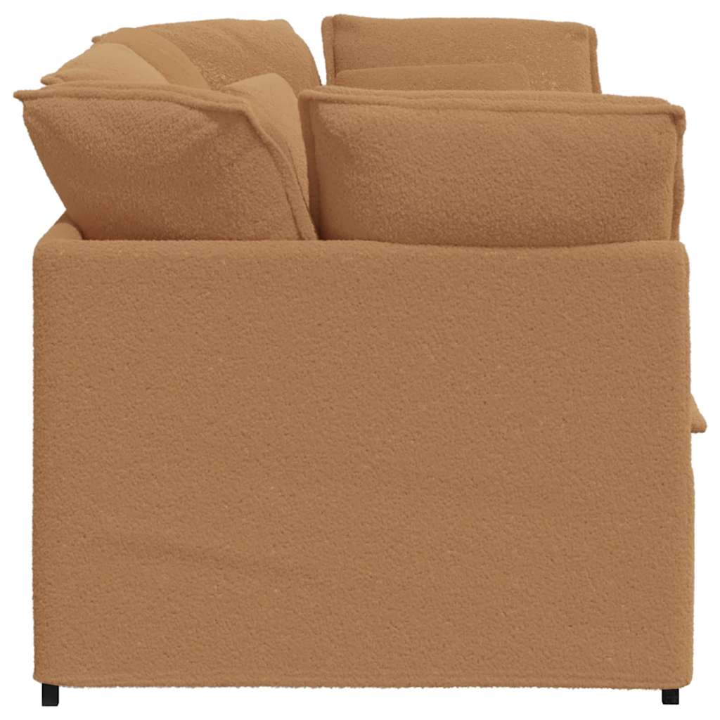 Divano Modulare con Cuscini Tessuto Riccio Simile alla Lana