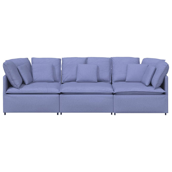 vidaXL Divano Modulare con Cuscini in Tessuto Jeans Blu
