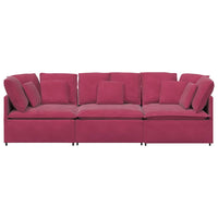 vidaXL Divano Modulare con Cuscini in Velluto Rosso Vino
