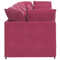 vidaXL Divano Modulare con Cuscini in Velluto Rosso Vino