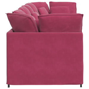 vidaXL Divano Modulare con Cuscini in Velluto Rosso Vino