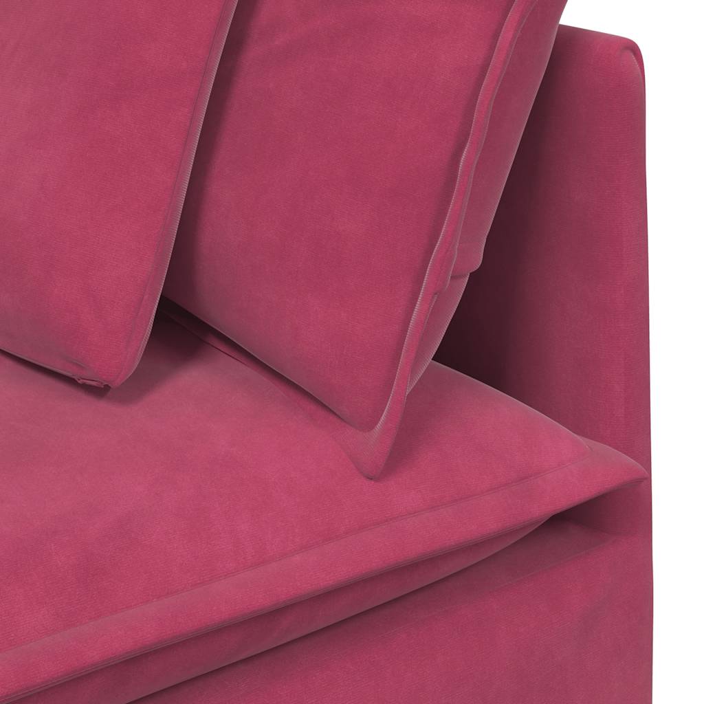 vidaXL Divano Modulare con Cuscini in Velluto Rosso Vino