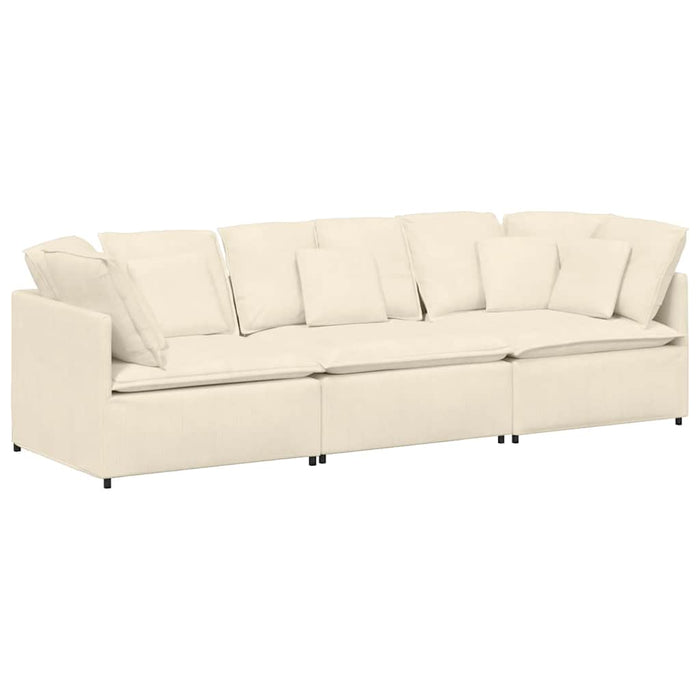 vidaXL Divano Modulare con Cuscini in Tessuto a Coste Crema