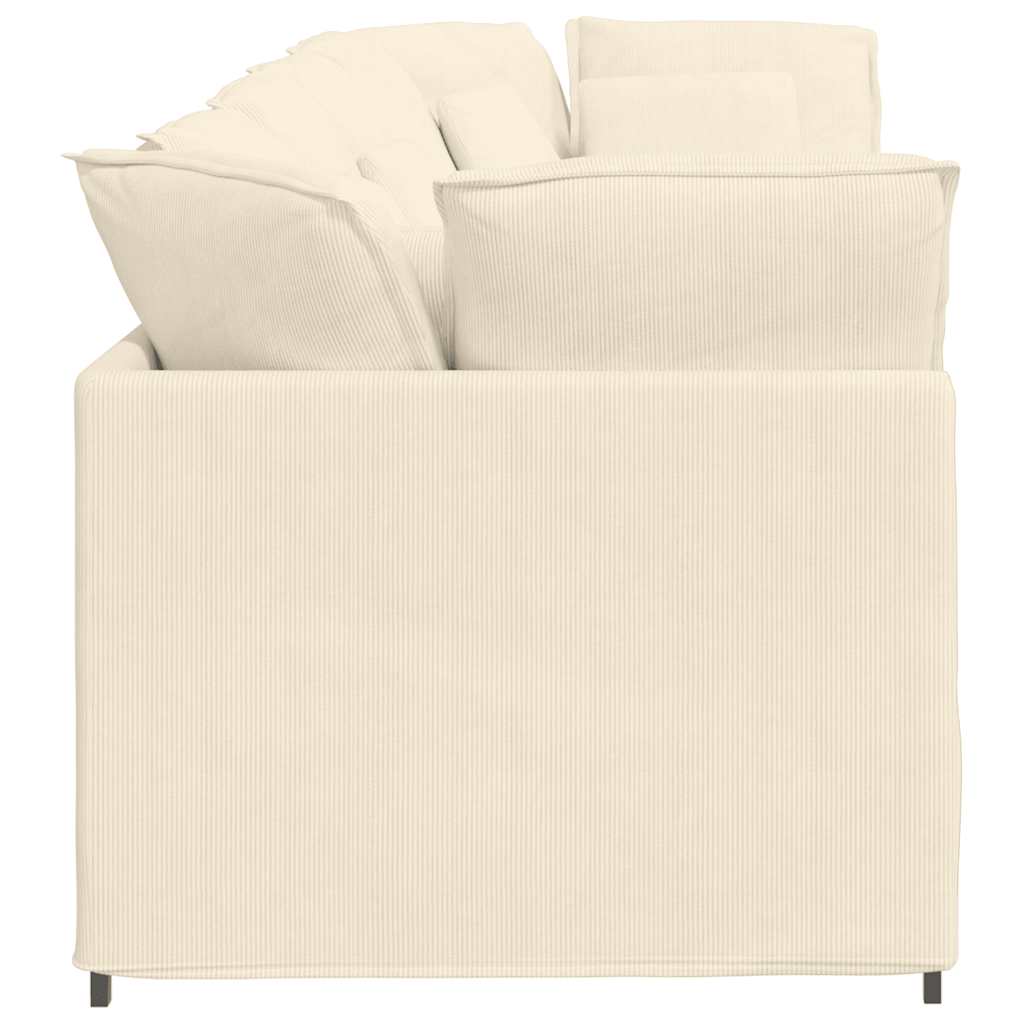 vidaXL Divano Modulare con Cuscini in Tessuto a Coste Crema