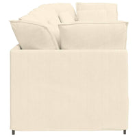 vidaXL Divano Modulare con Cuscini in Tessuto a Coste Crema