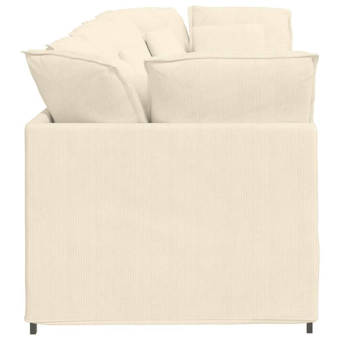 vidaXL Divano Modulare con Cuscini in Tessuto a Coste Crema