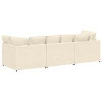 vidaXL Divano Modulare con Cuscini in Tessuto a Coste Crema
