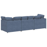 Divano Modulare con Cuscini in Tessuto a Coste Blu 3321290