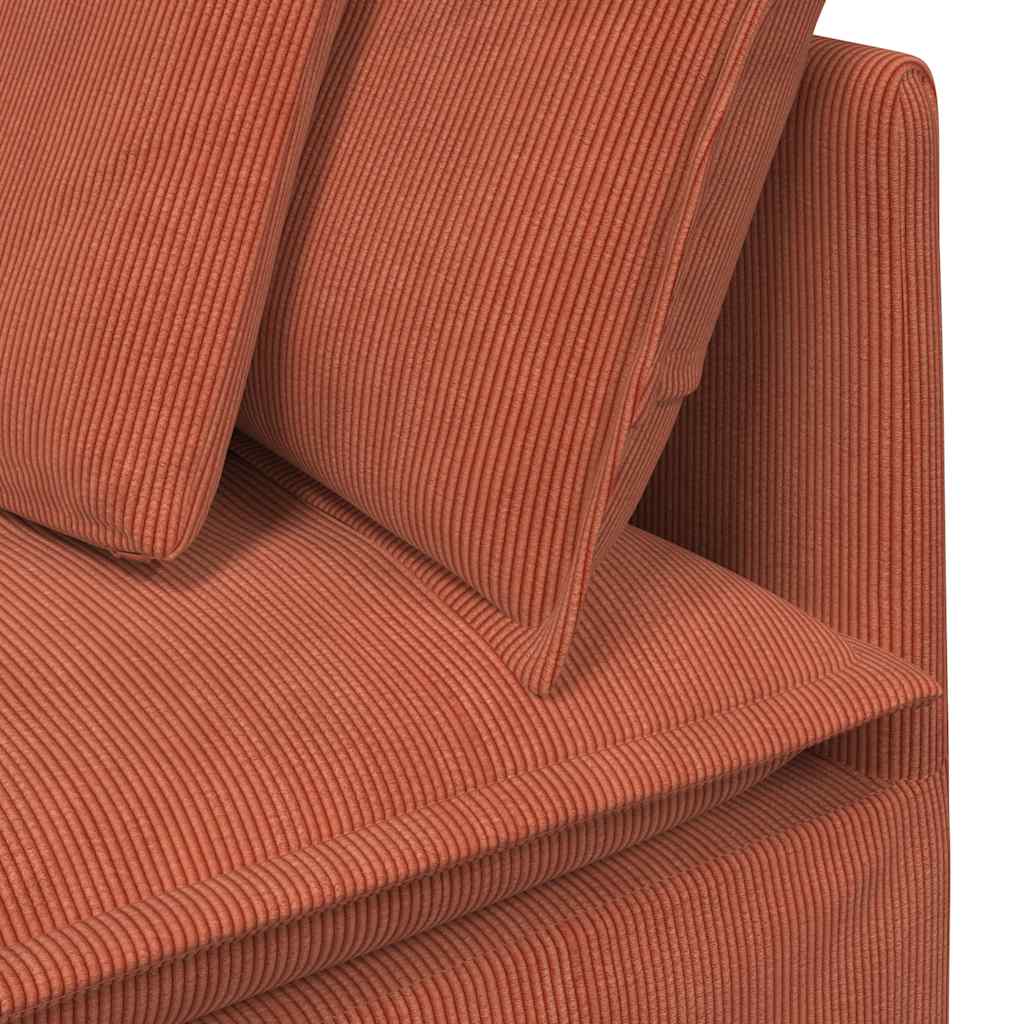 vidaXL Divano Modulare con Cuscini in Tessuto a Coste Rosso Arancione