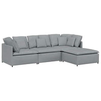vidaXL Divano Modulare con Poggiapiedi e Cuscini Tessuto Grigio Chiaro
