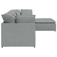 vidaXL Divano Modulare con Poggiapiedi e Cuscini Tessuto Grigio Chiaro