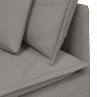 Divano Modulare con Poggiapiedi e Cuscini in Tessuto Tortora 3321302