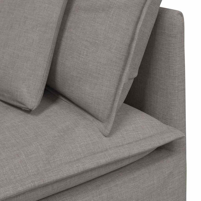 Divano Modulare con Poggiapiedi e Cuscini in Tessuto Tortora 3321302