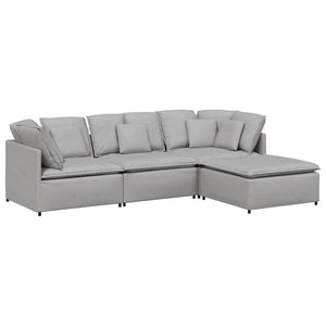 vidaXL Divano Modulare con Poggiapiedi e Cuscini Tessuto Grigio Nuvola