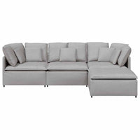 vidaXL Divano Modulare con Poggiapiedi e Cuscini Tessuto Grigio Nuvola